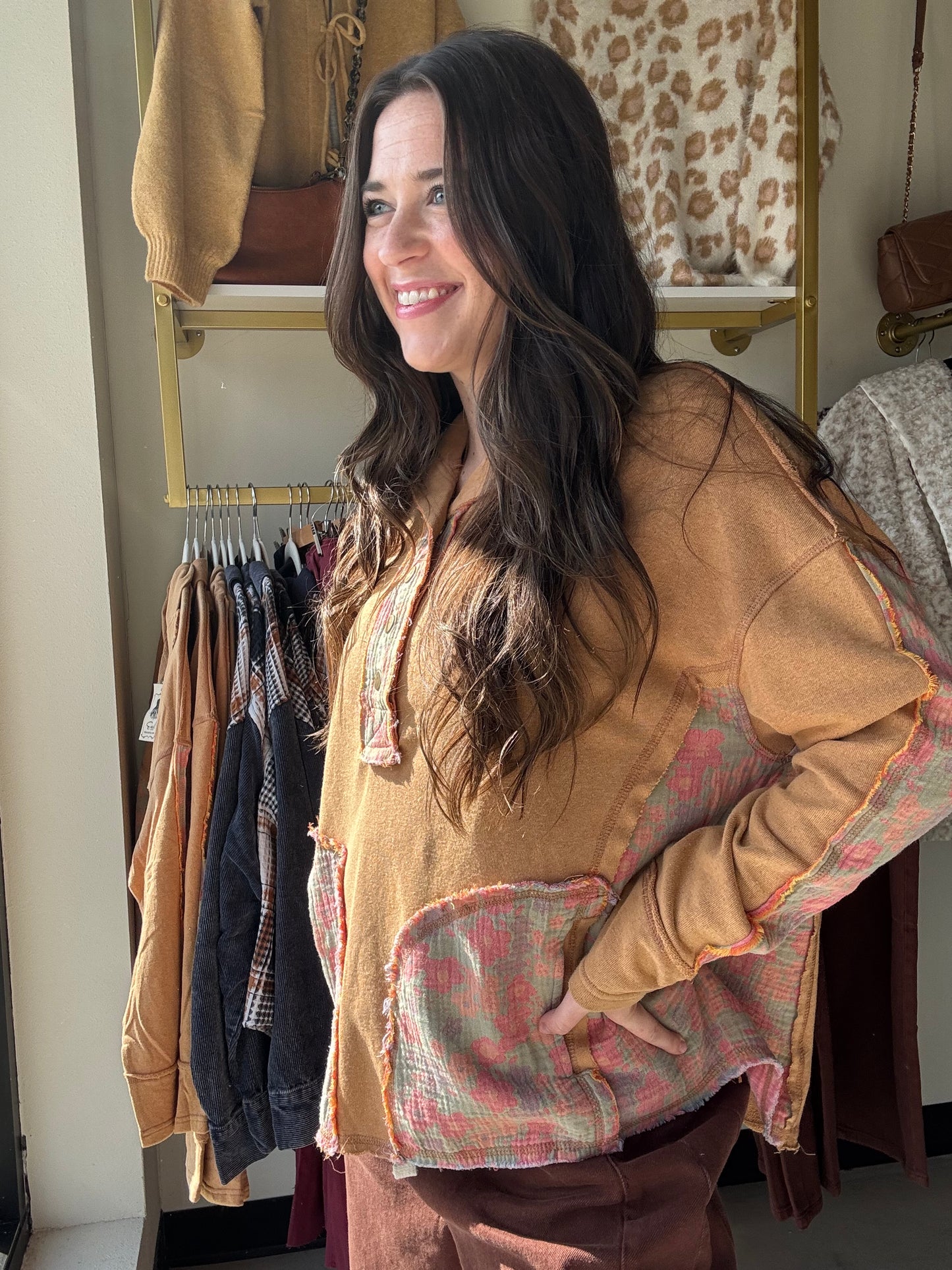 Camel Collared Accent Pullover