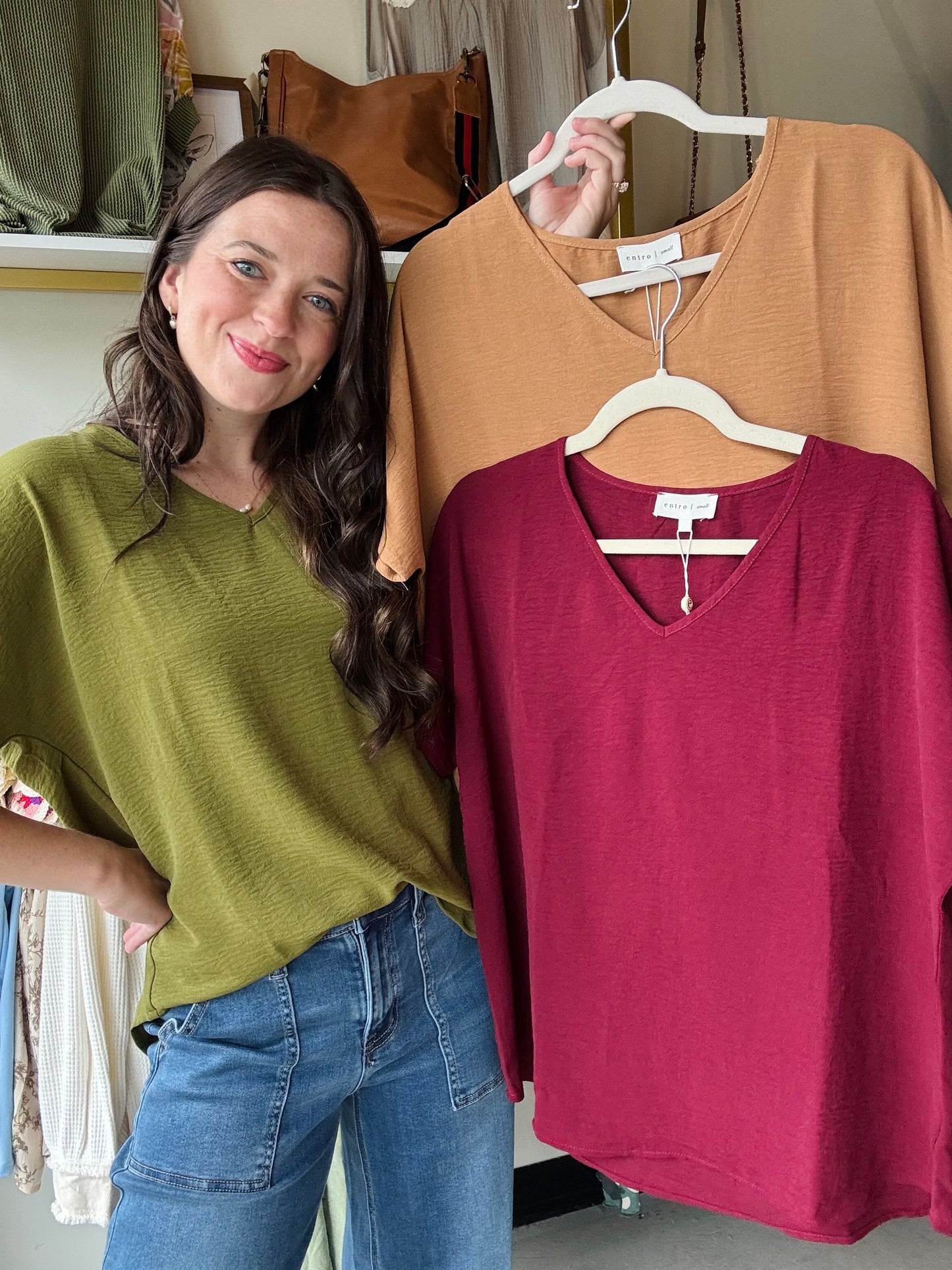 Olive Woven Short Sleeve