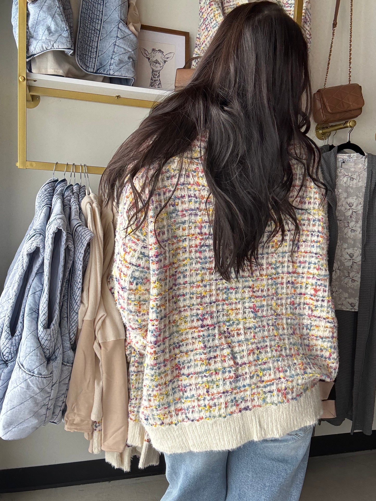 Multi Textured Button Cardigan