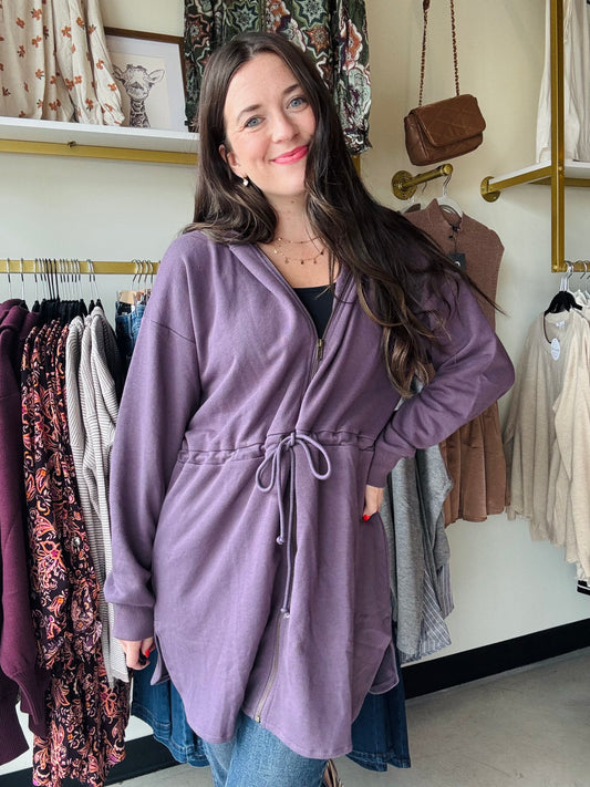 Purple Tunic Zip Up Hoodie