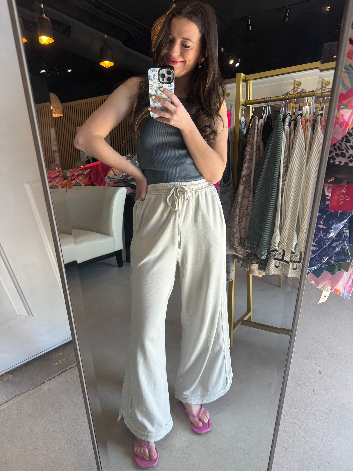 Ecru Terry Knit Pants