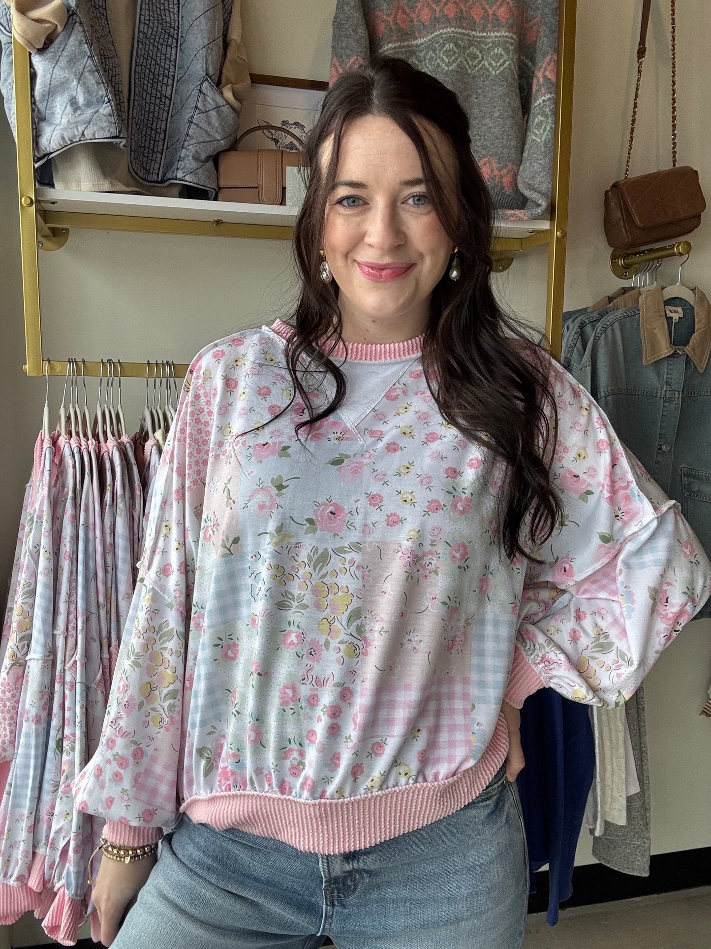 Blush Patchwork Pullover