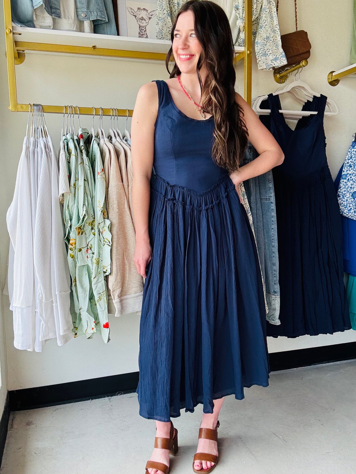 Basque Waist Drayed Dress