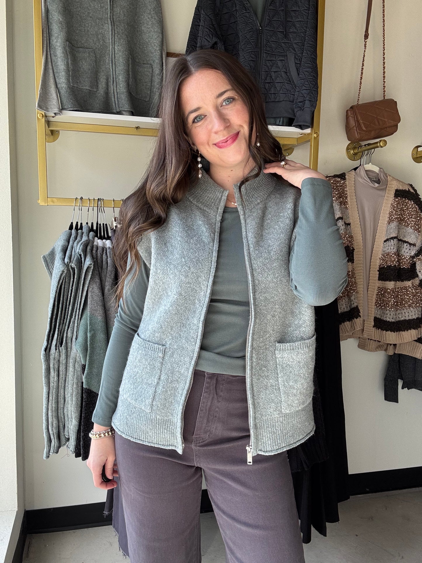 Light Jade Zip Up Vest