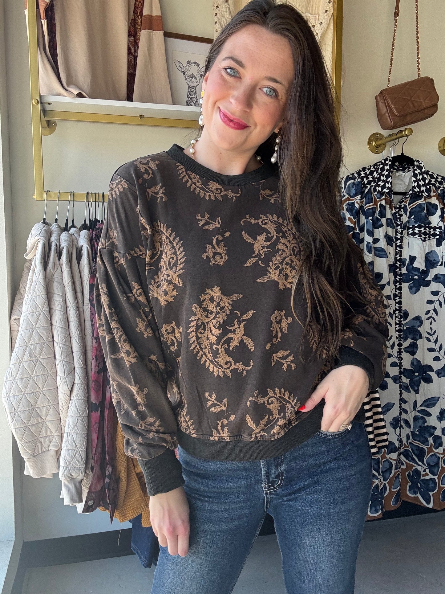 Paisley French Terry Pullover