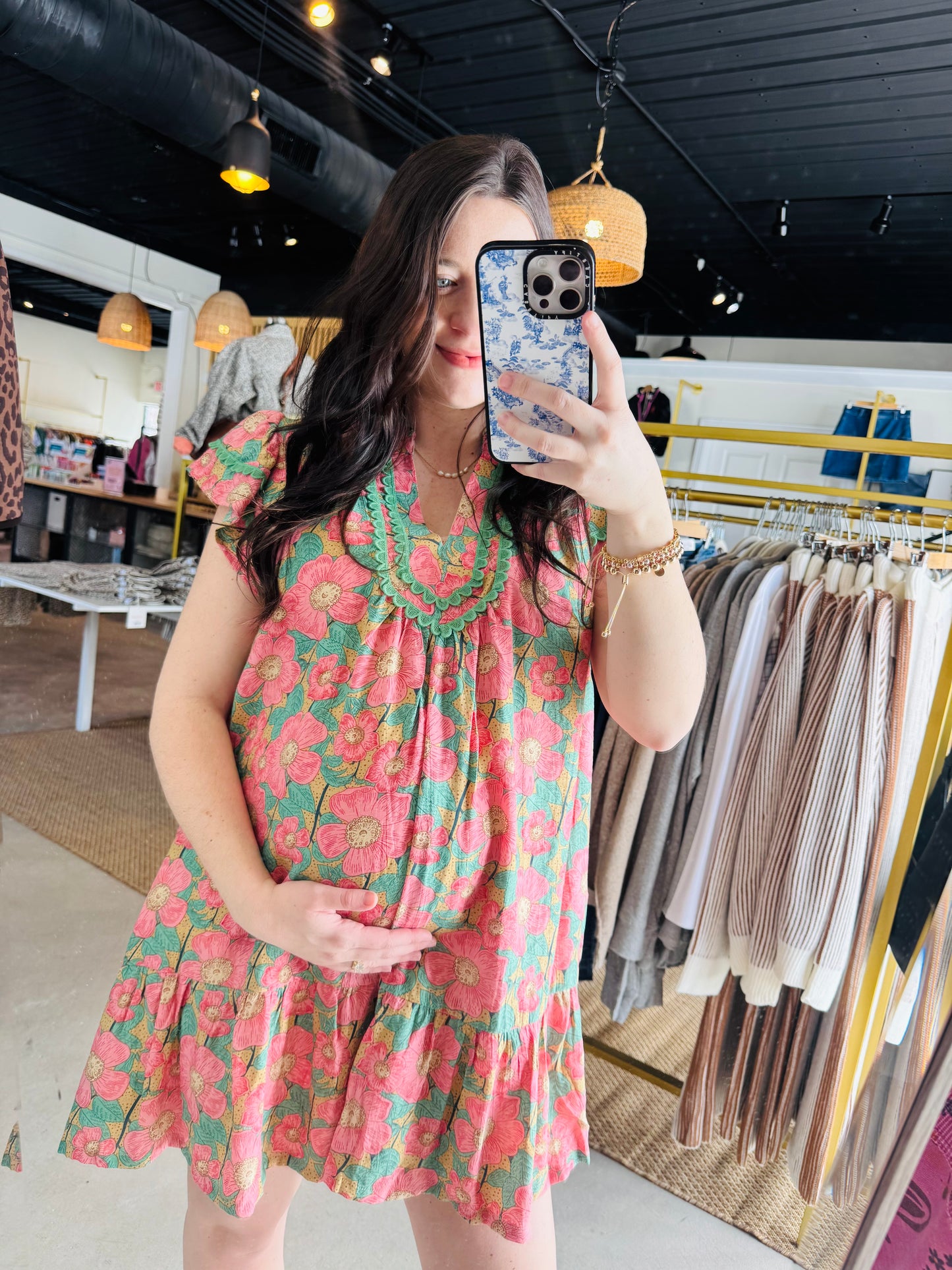 Pink & Green Mix Floral Dress