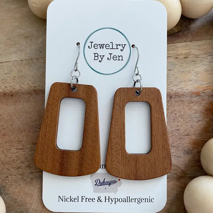 Wood Trapezoid Earrings