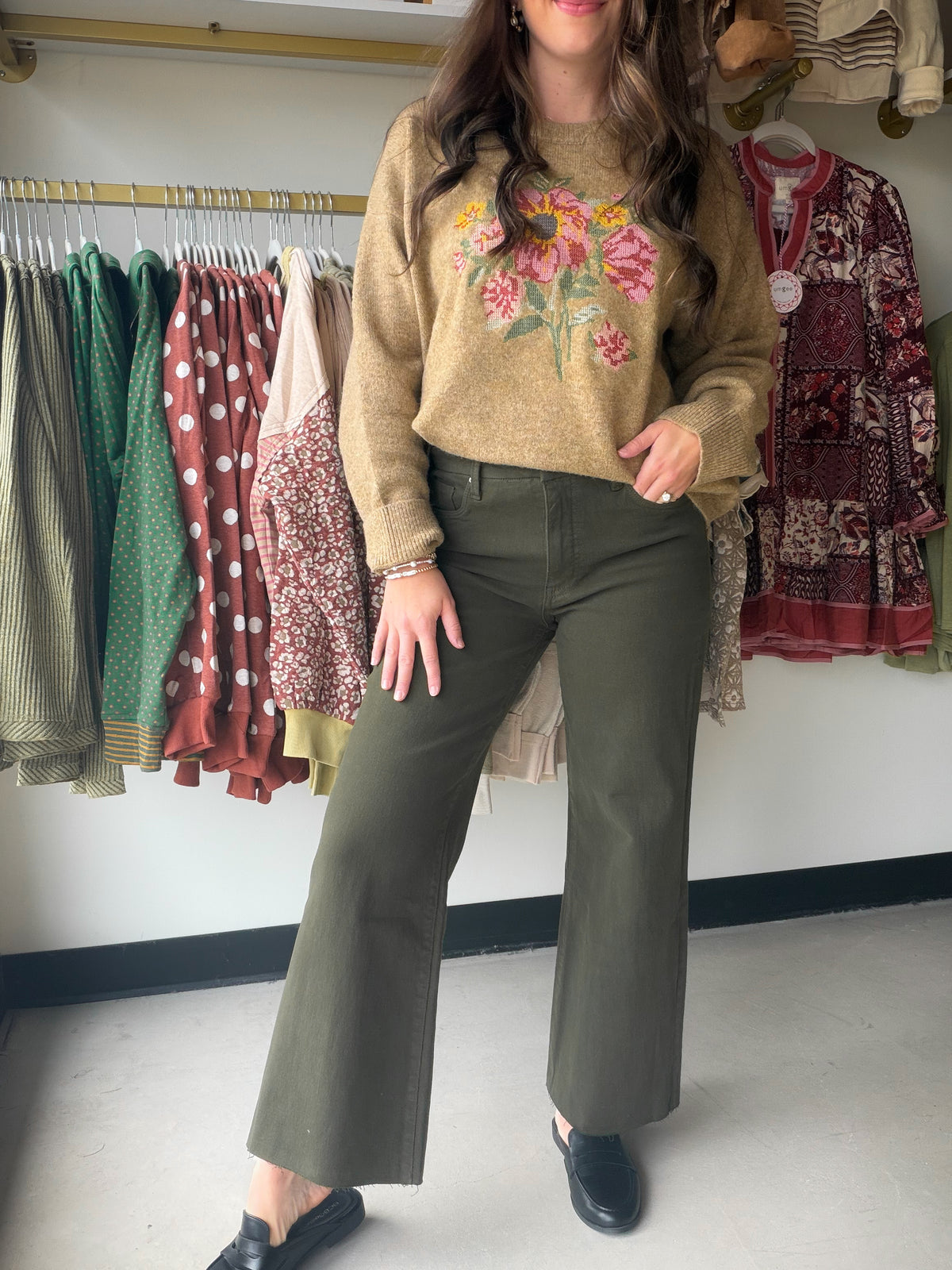 Olive Meg Wide Leg Denim