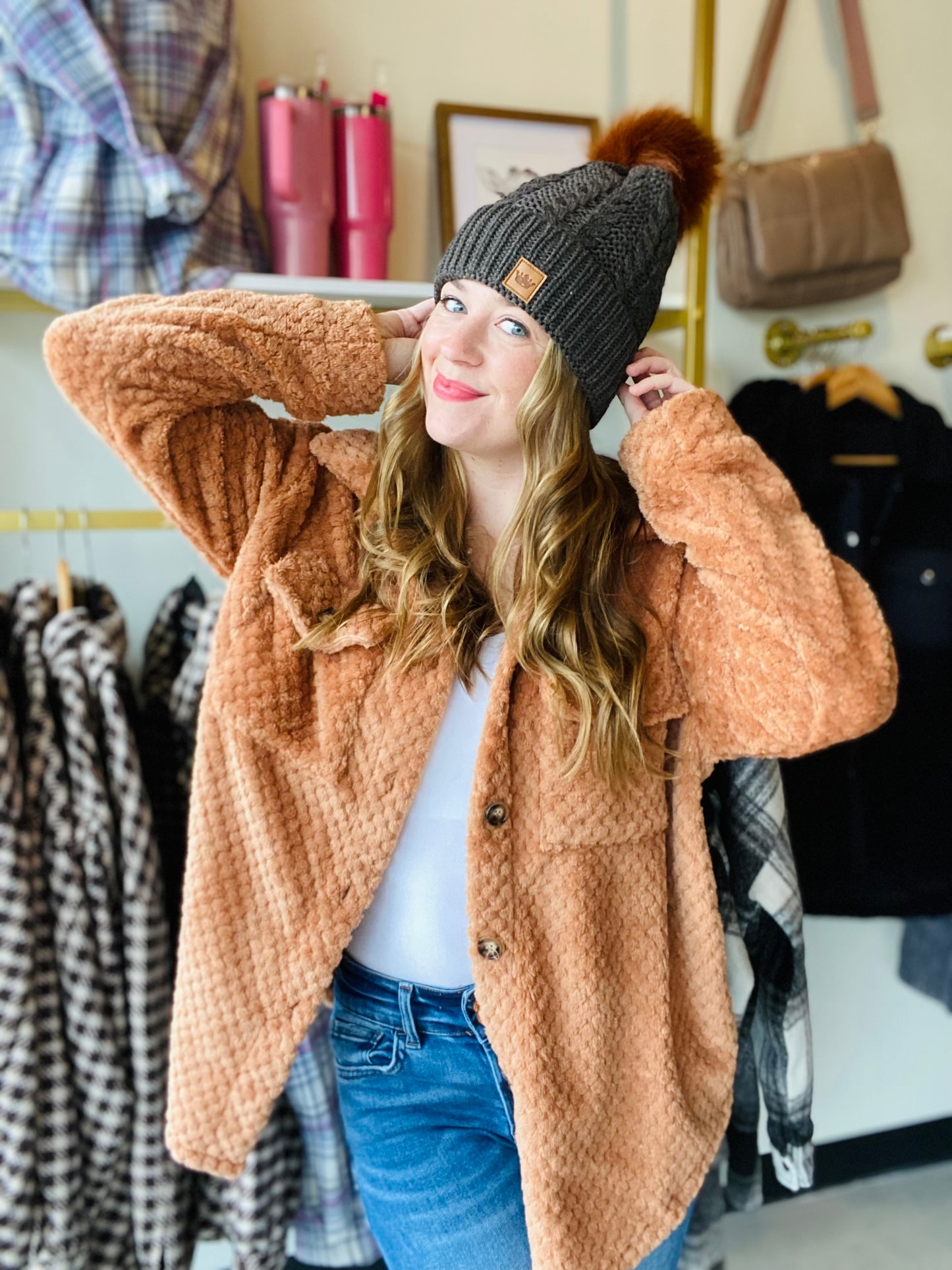 Camel Cozy Fleece Shacket