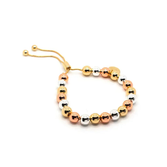 Tri Tone Adjustable Bracelet - 8mm