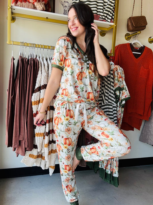 Green Pumpkin Pajama Set