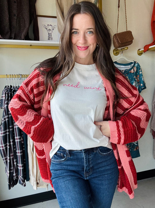 Wine Two Tone Cardigan