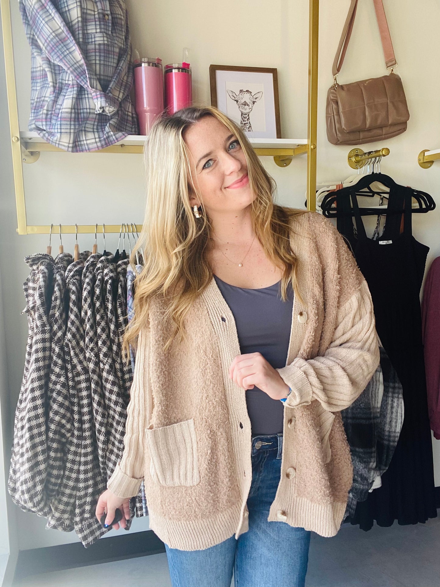 Mocha Sherpa Accent Cardi