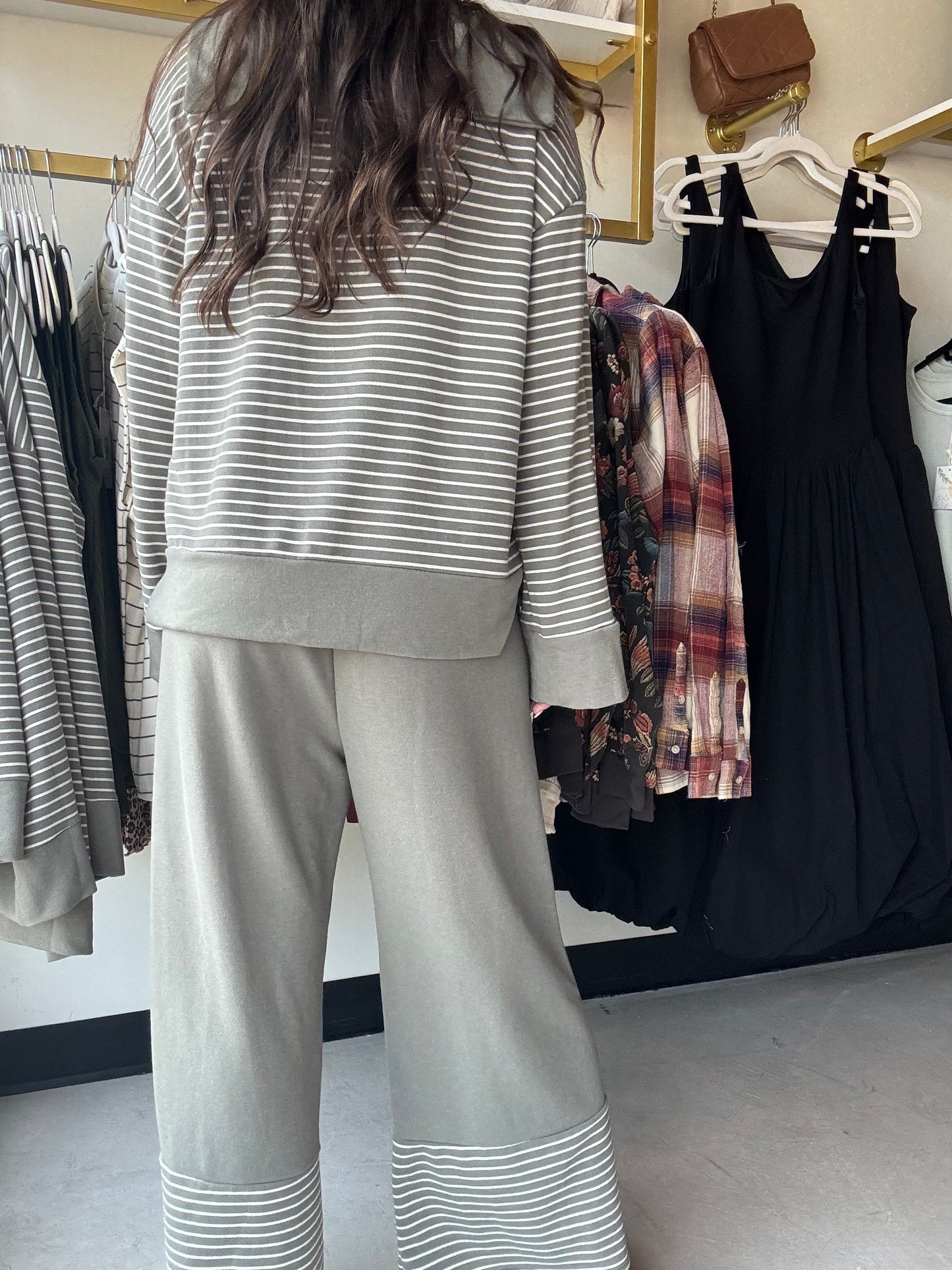 Light Olive Stripe Accent Bottoms
