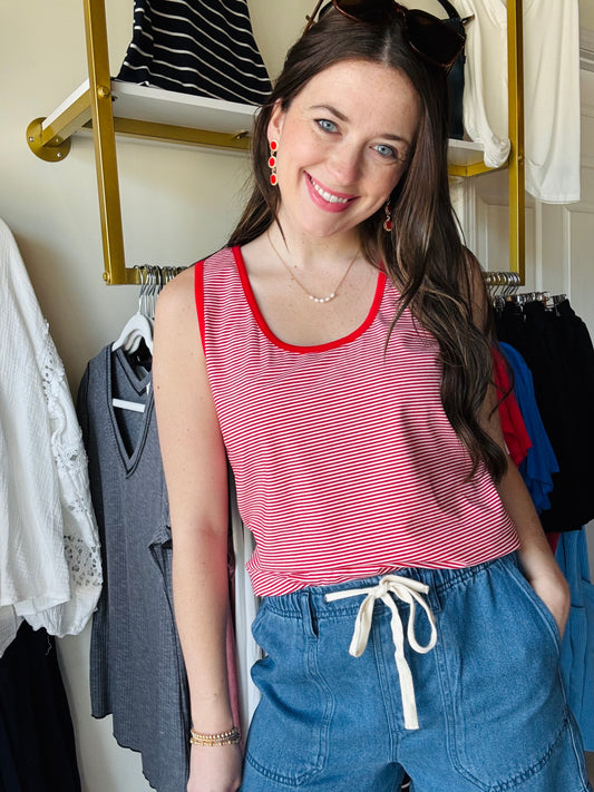 Red & White Tiffany Tank