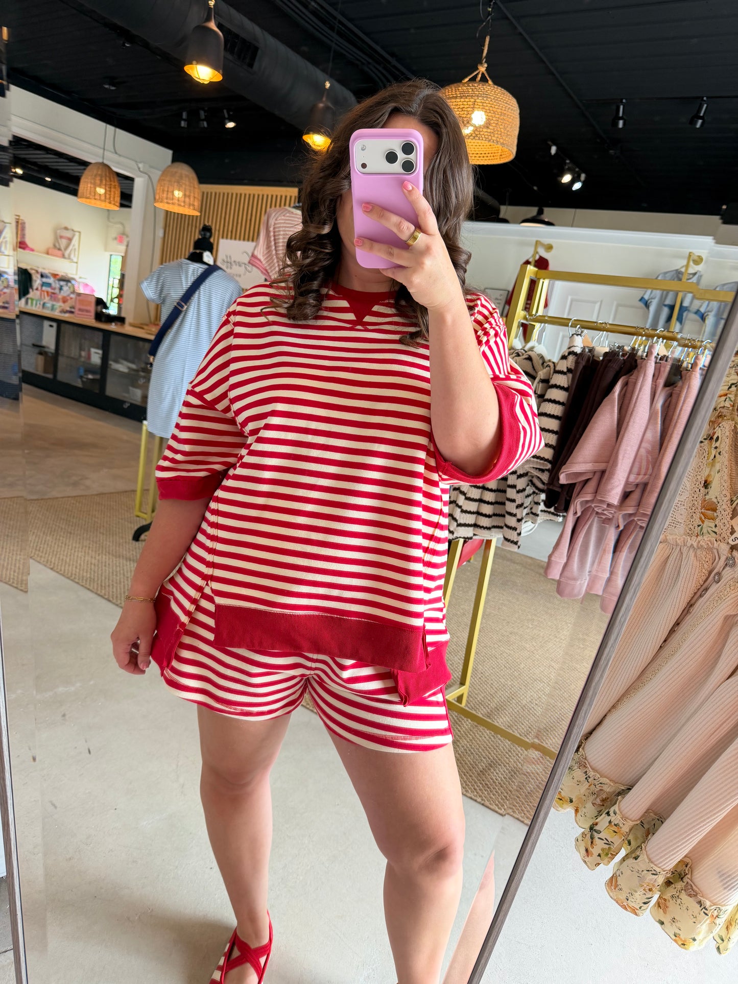 Red Stripe Oversized Lounge Set