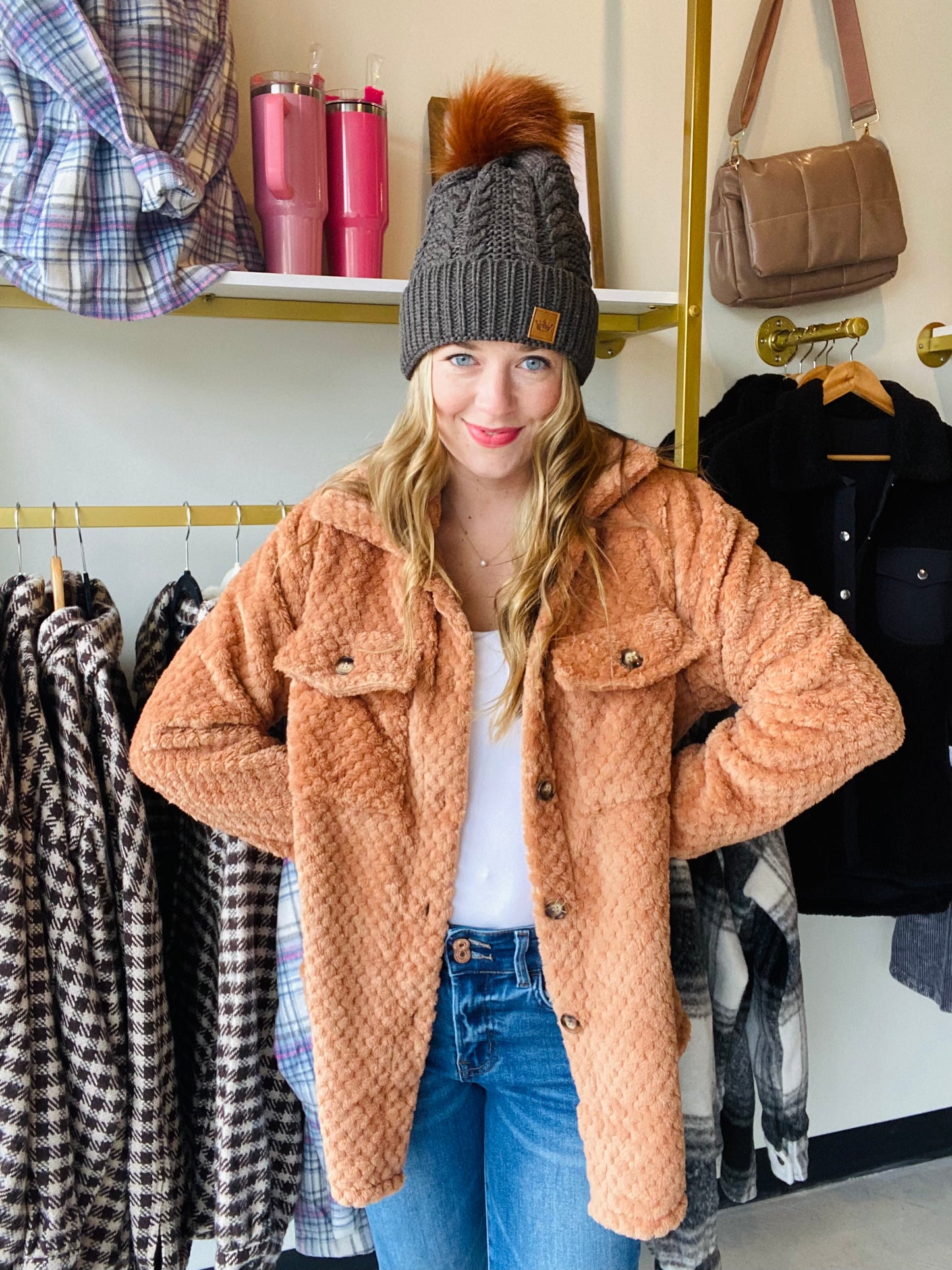 Camel Cozy Fleece Shacket