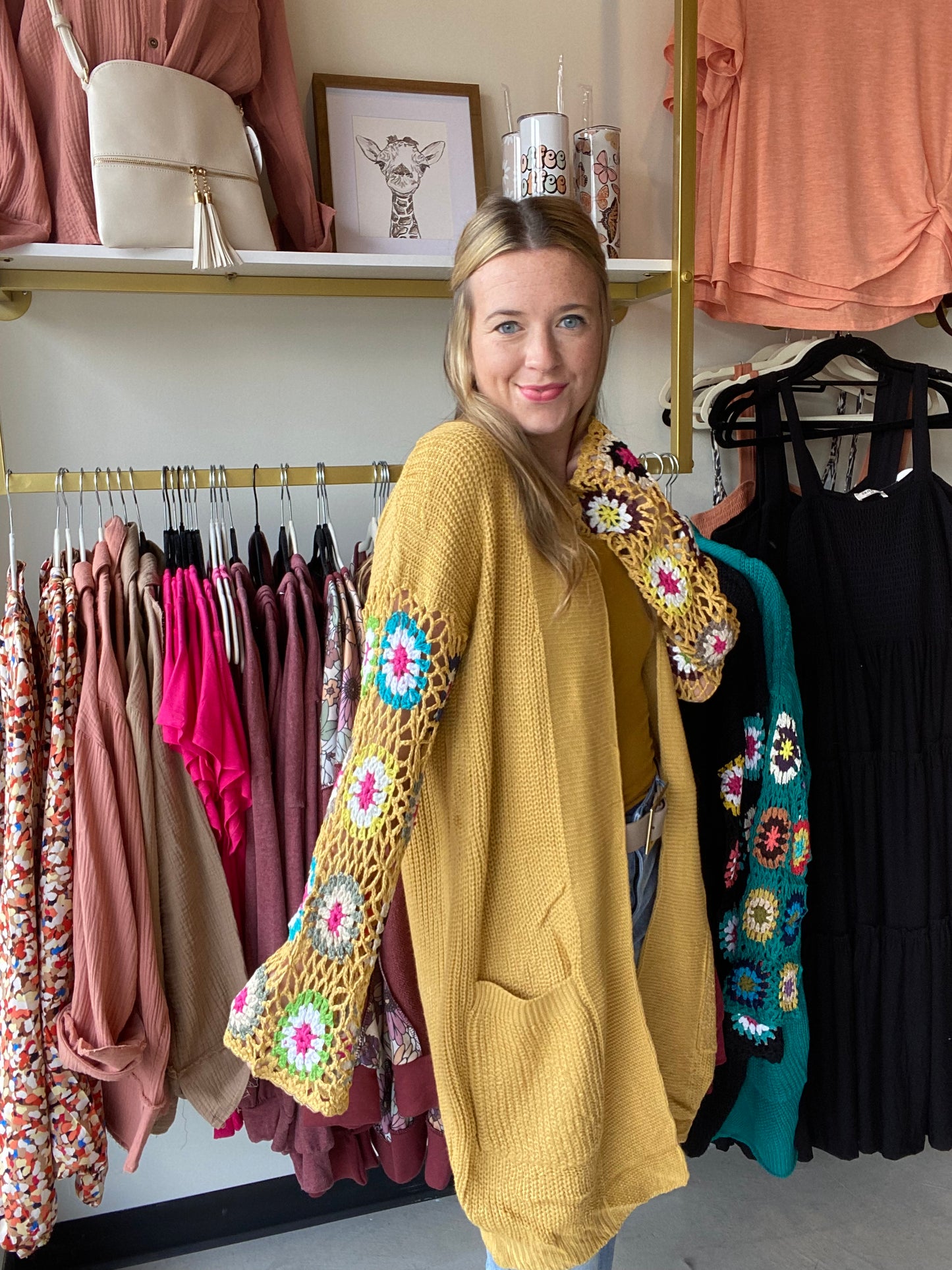 Blakeley Crochet Cardi- Mustard
