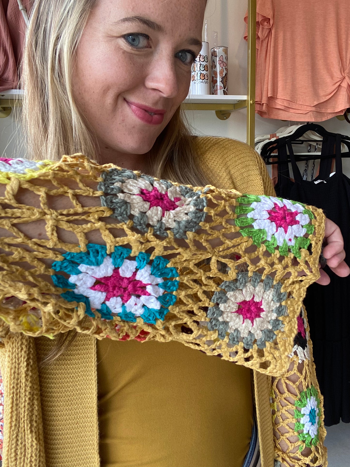 Blakeley Crochet Cardi- Mustard