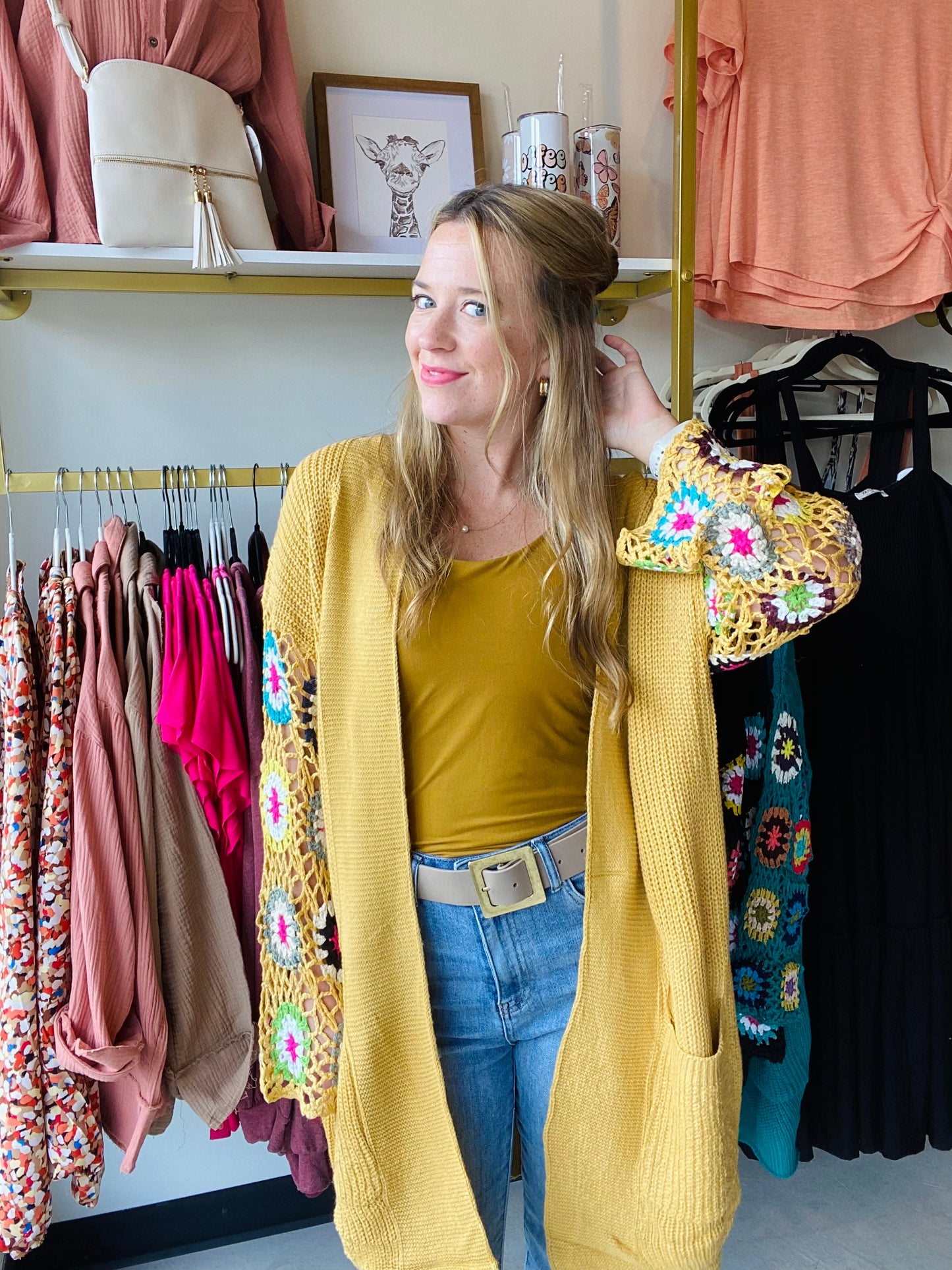 Blakeley Crochet Cardi- Mustard