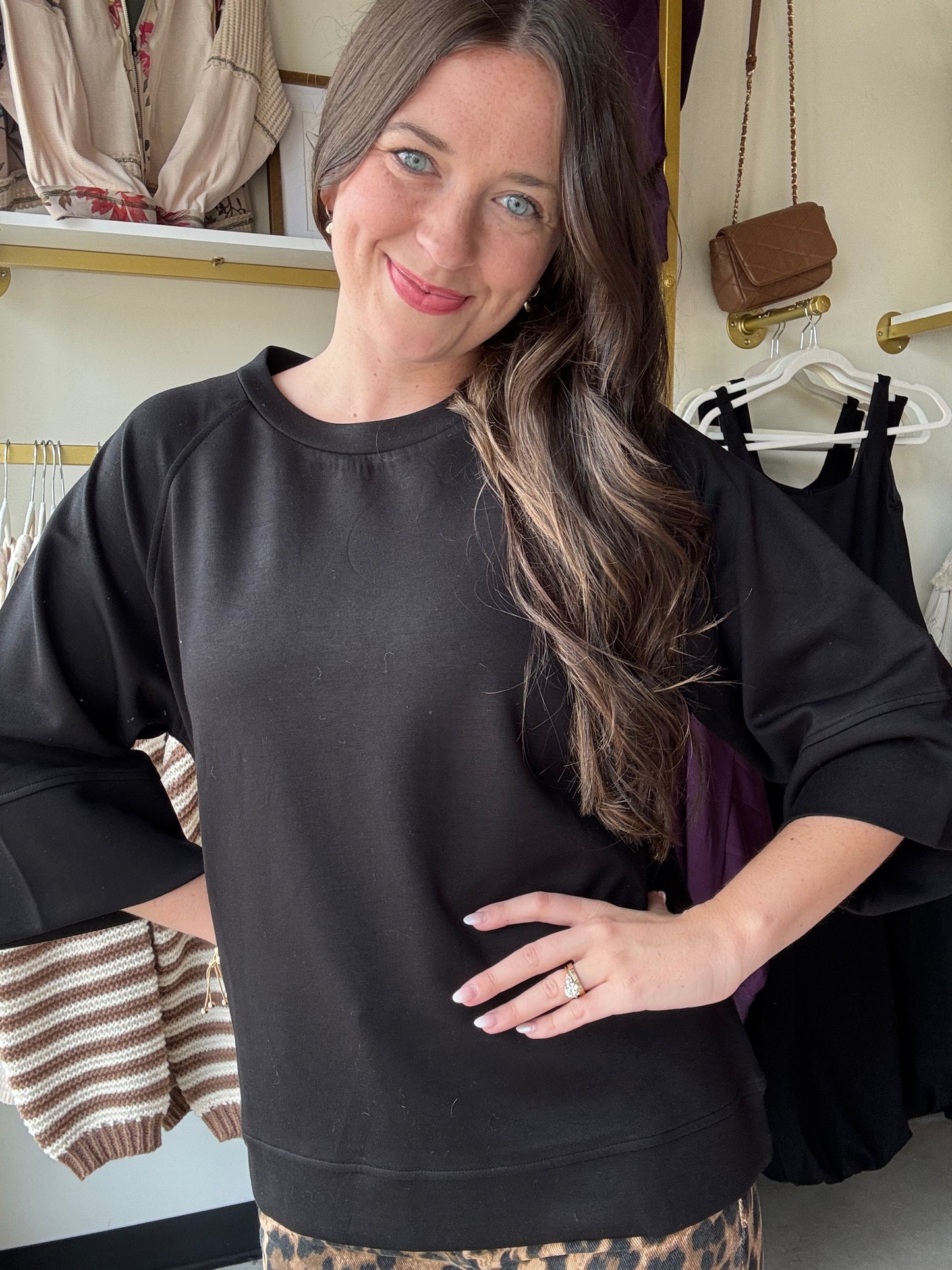 Black Short Sleeve Pullover