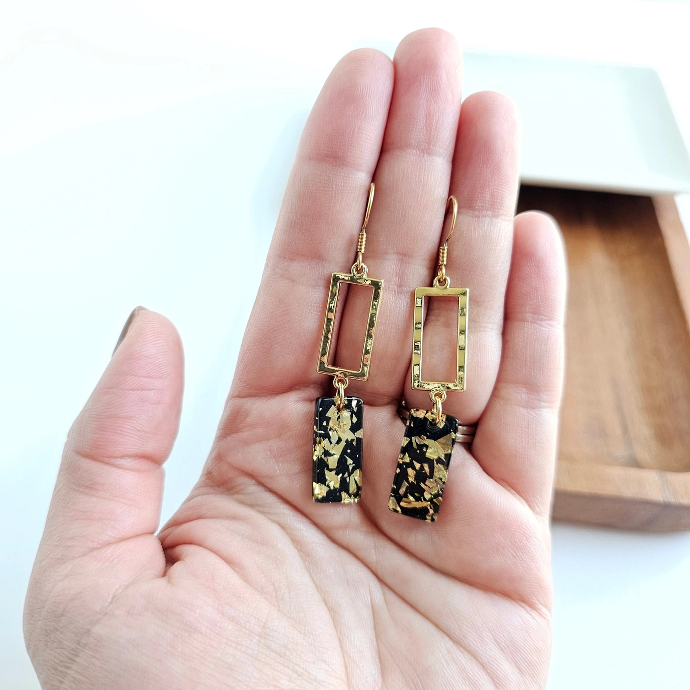 Raya Black and Gold Flake Earrings