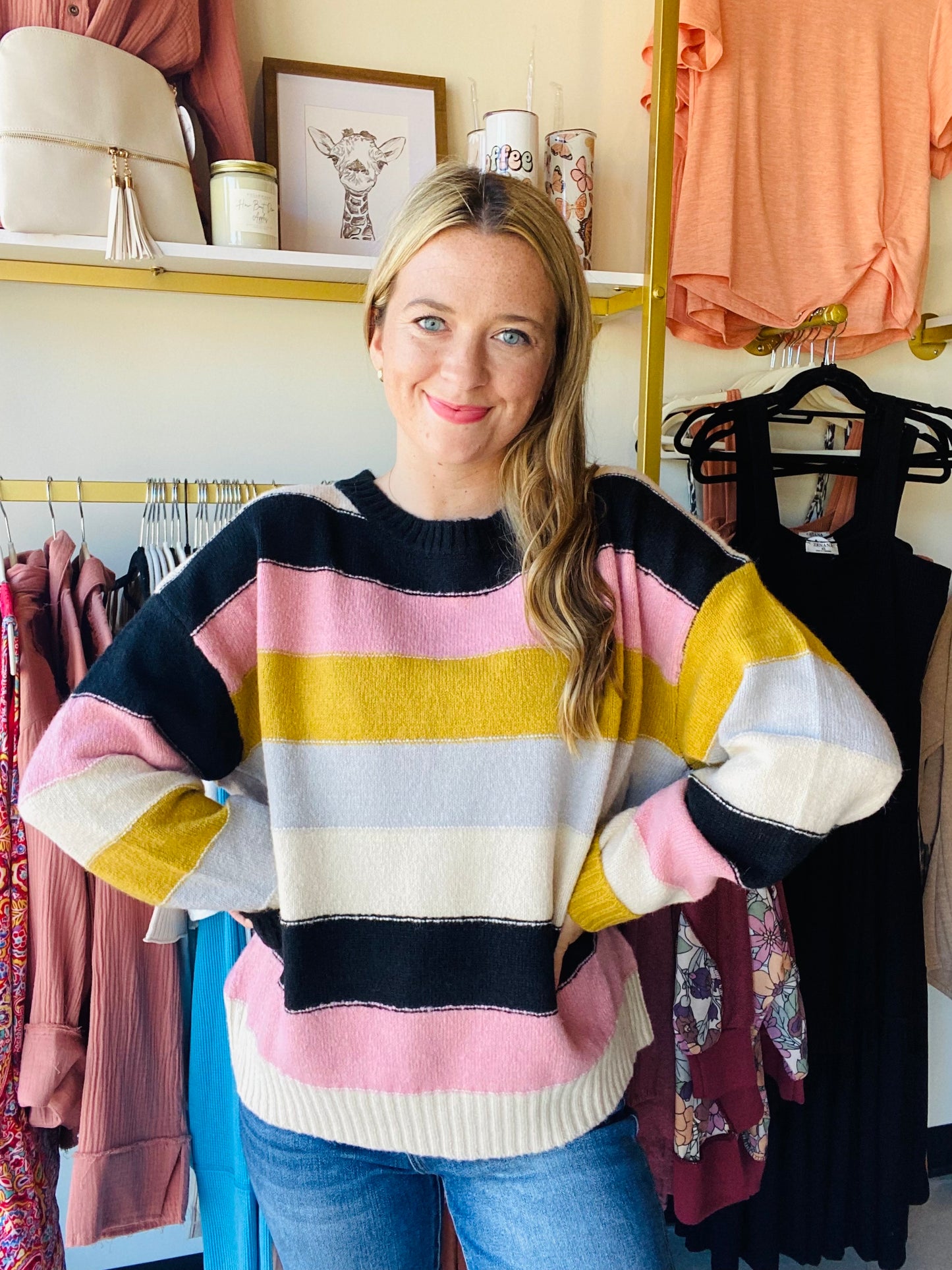 Mustard and Mauve Striped Sweater