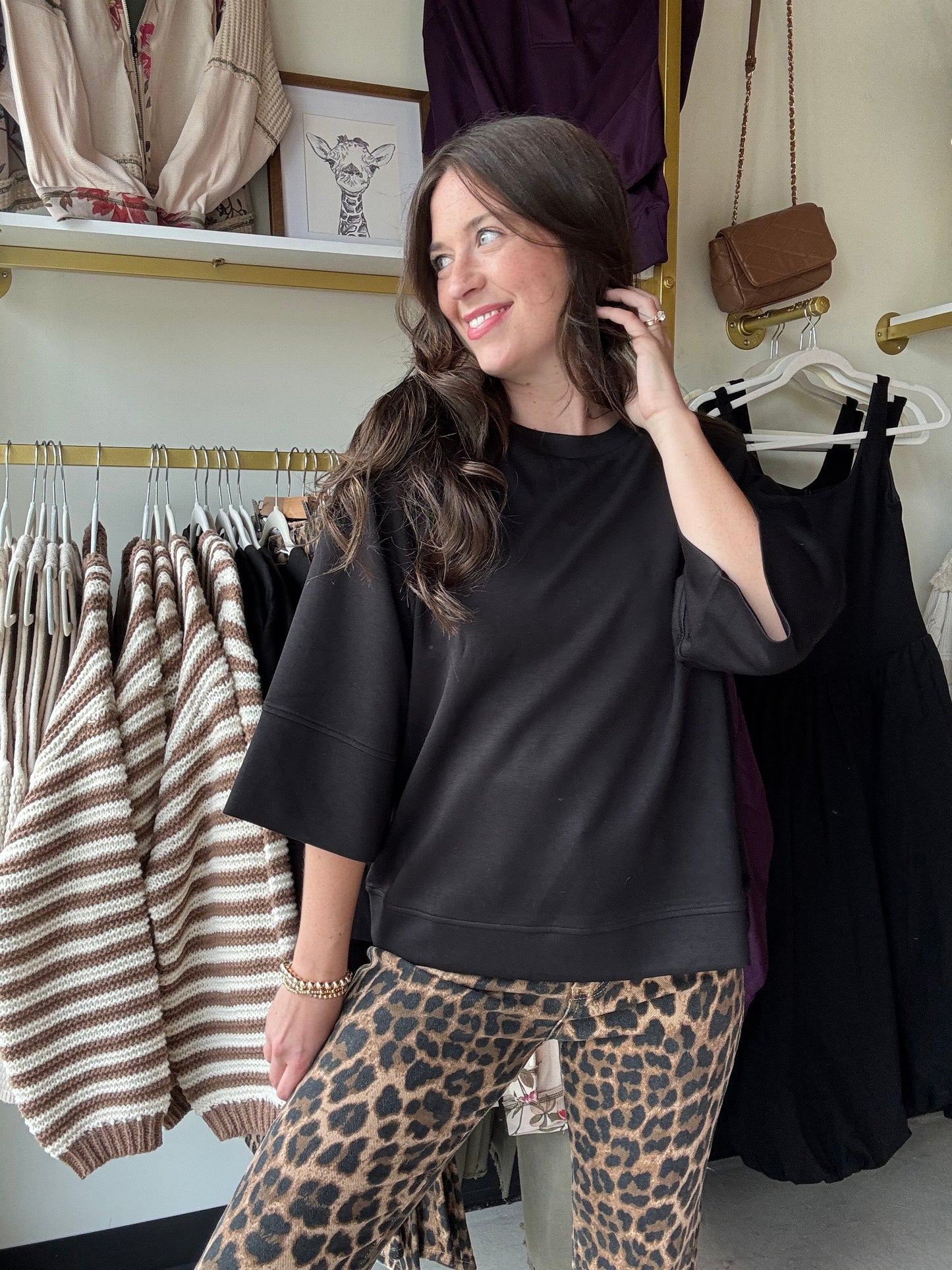 Black Short Sleeve Pullover