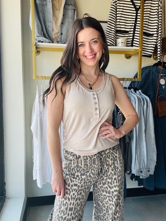 Oatmeal Lace Layer Tank