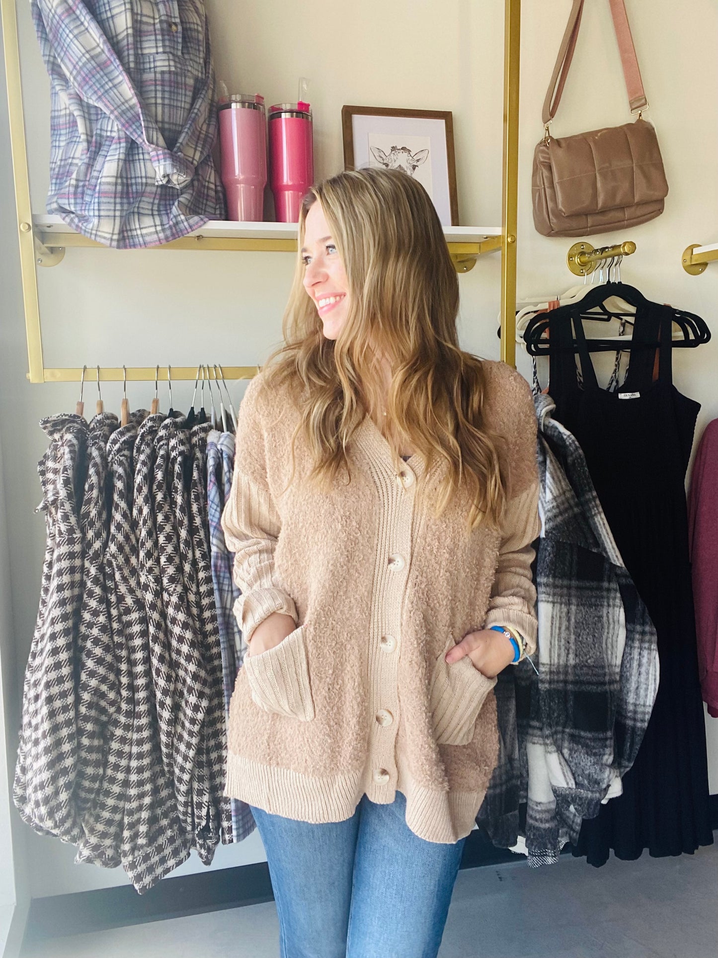 Mocha Sherpa Accent Cardi