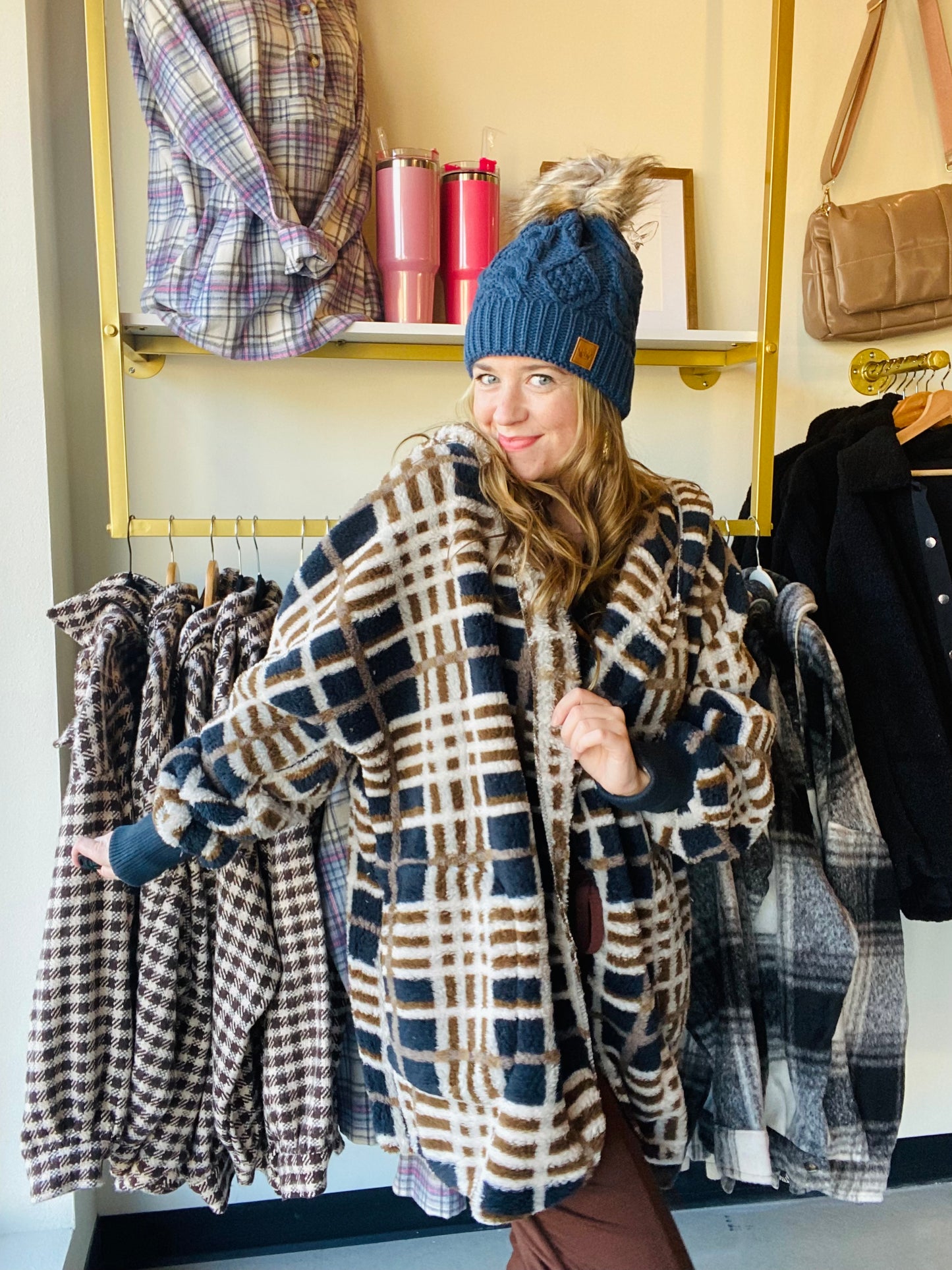 Navy Mix Checkered Hoodie