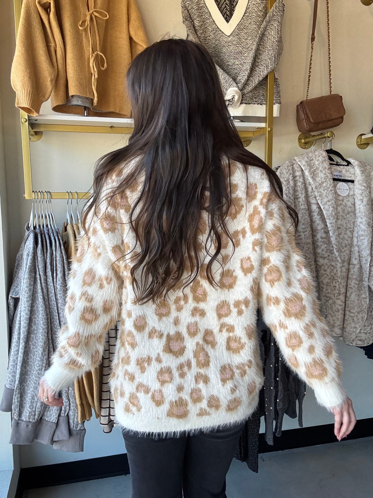 Leopard Eyelash Yarn Sweater