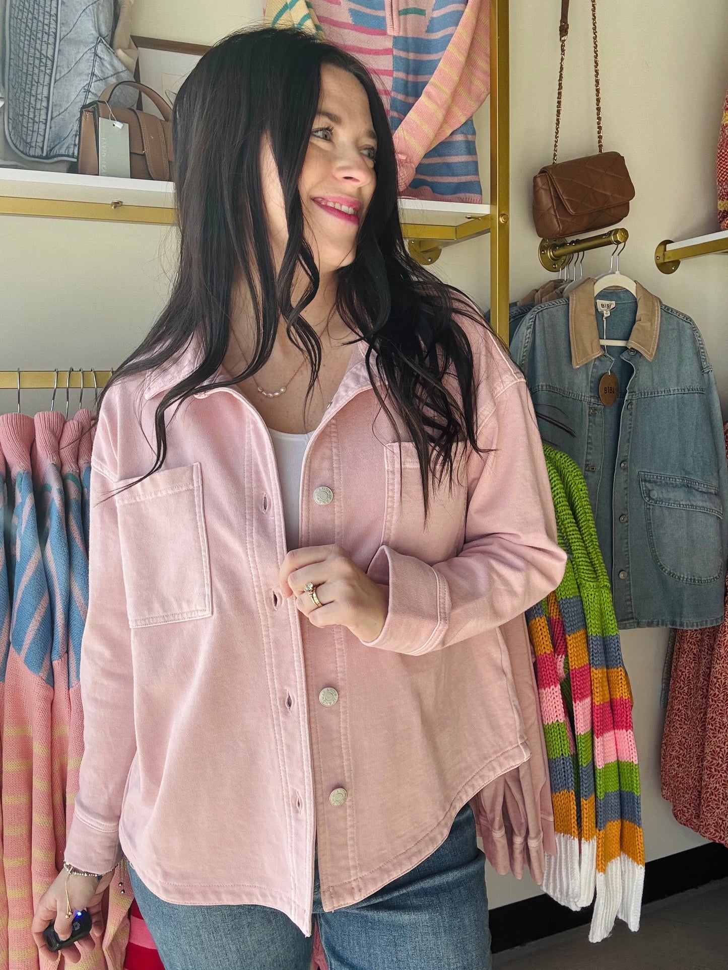 Dusty Pink Garment Dyed Shacket