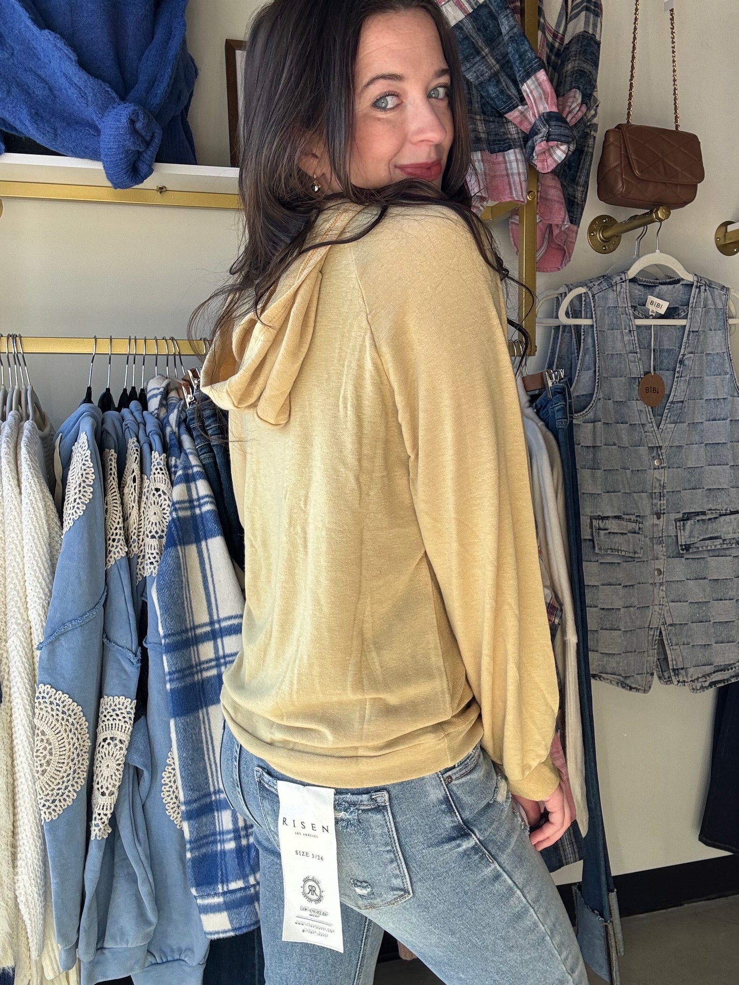 Asymmetrical Buttoned French Terry Hoodie
