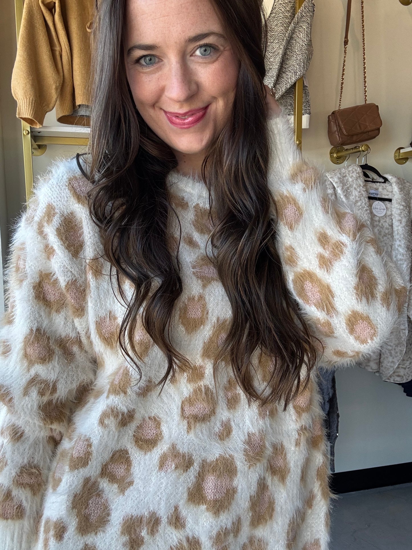 Leopard Eyelash Yarn Sweater