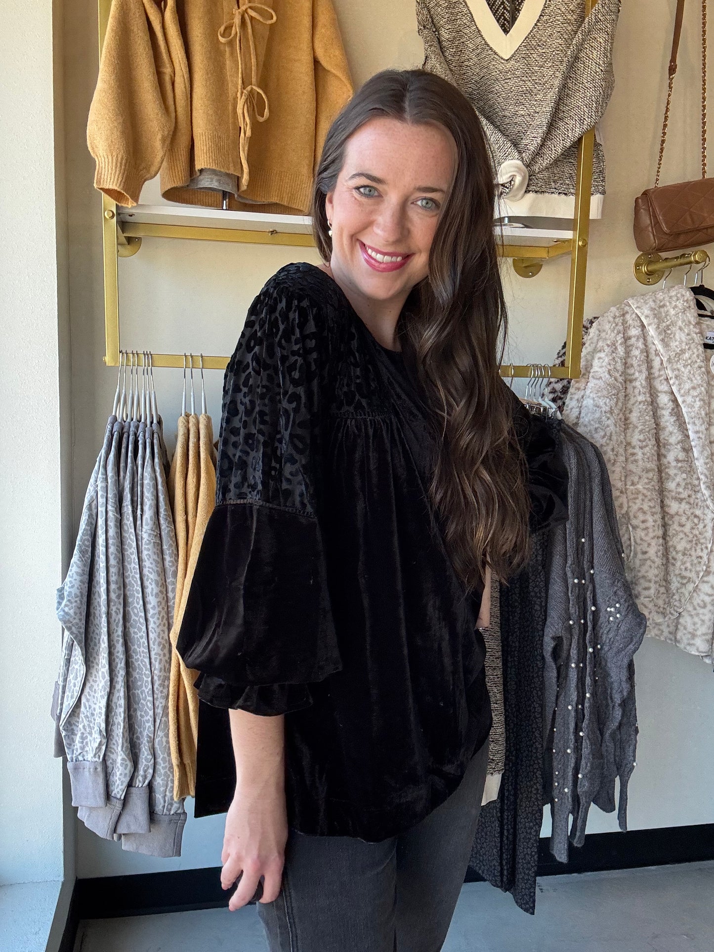 Black Velvet Burnout Top