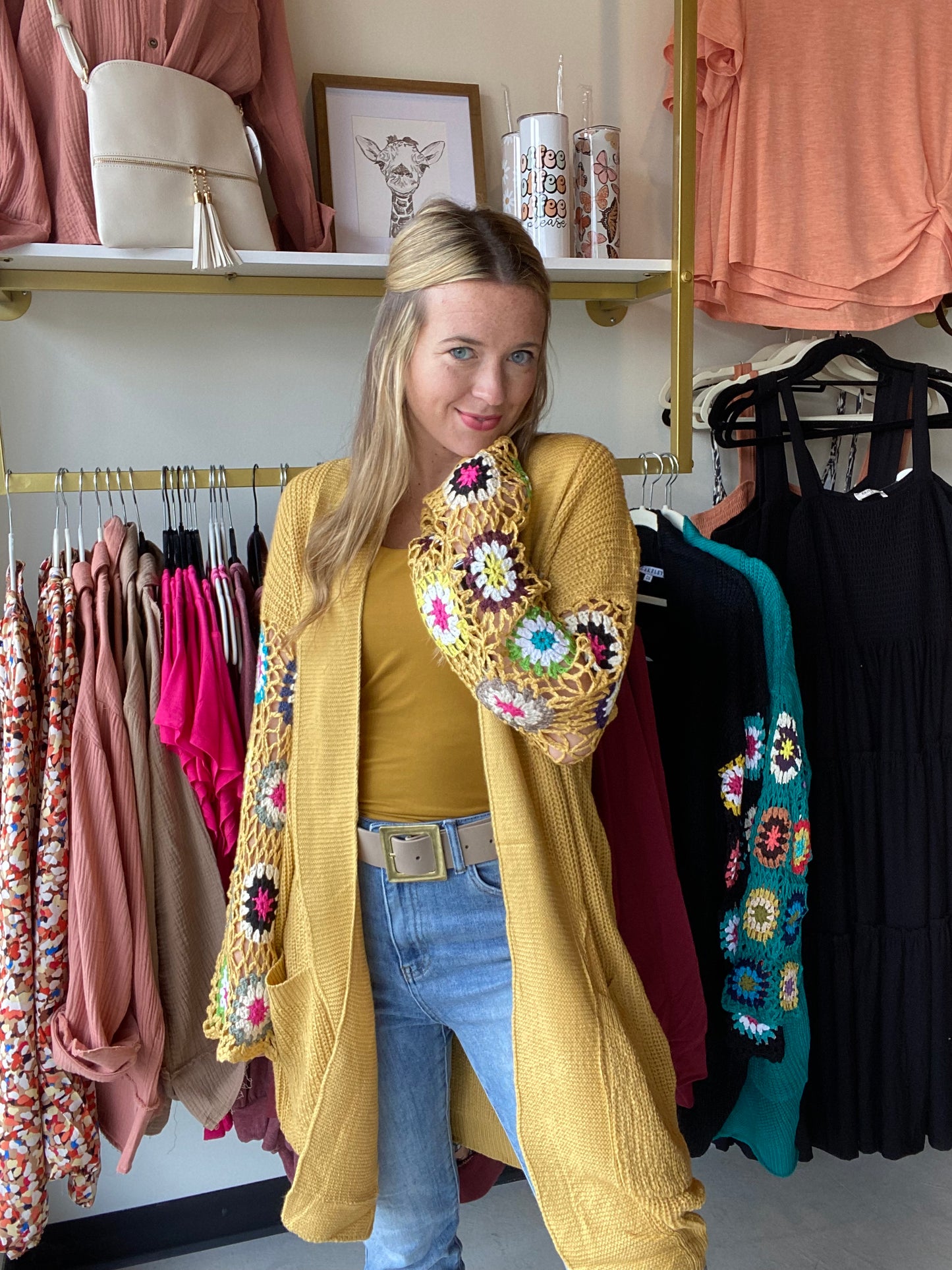 Blakeley Crochet Cardi- Mustard