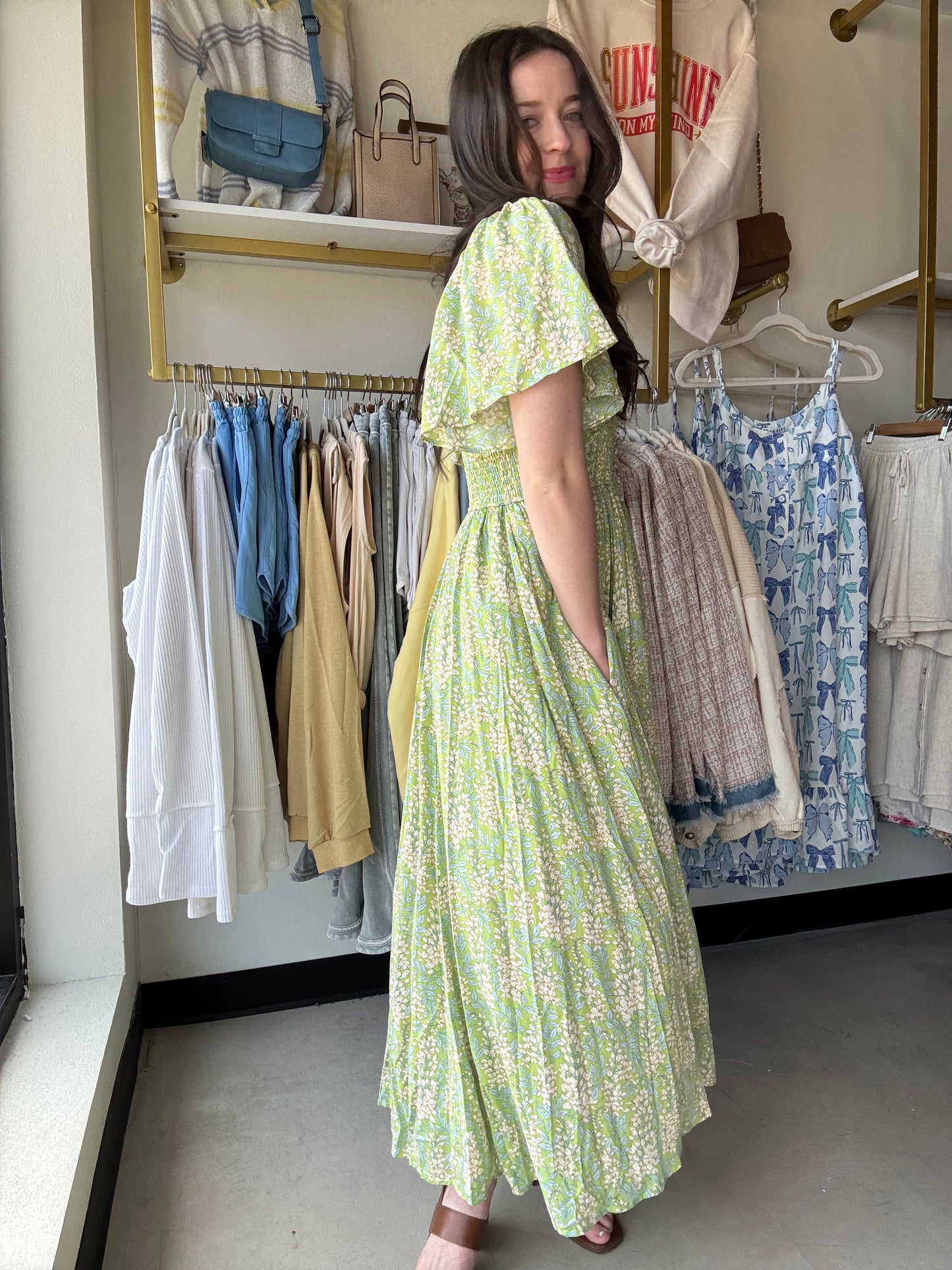 Fern Smocked Waist Button Dress
