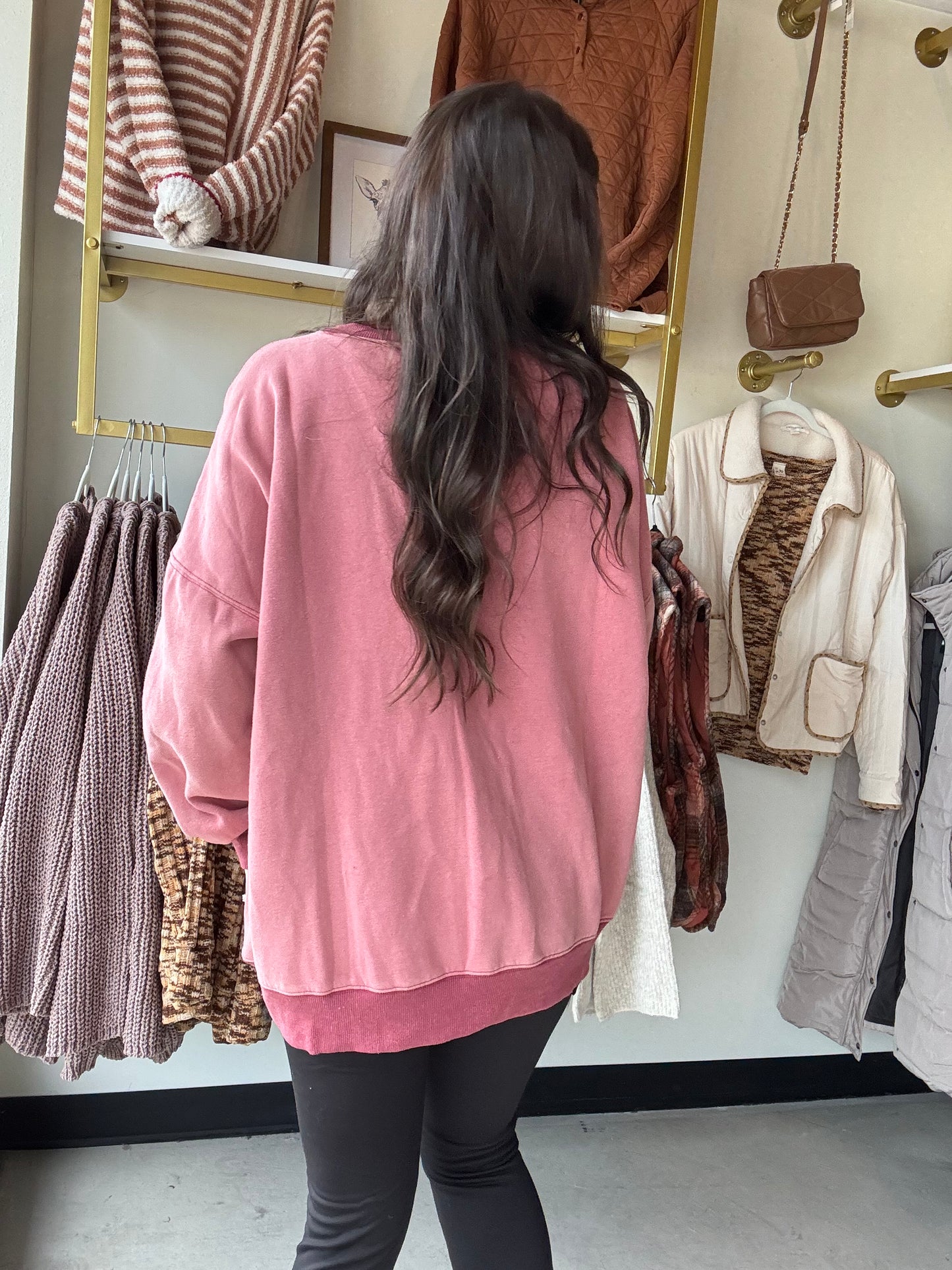 Dusty Berry Detail Stitch Pullover