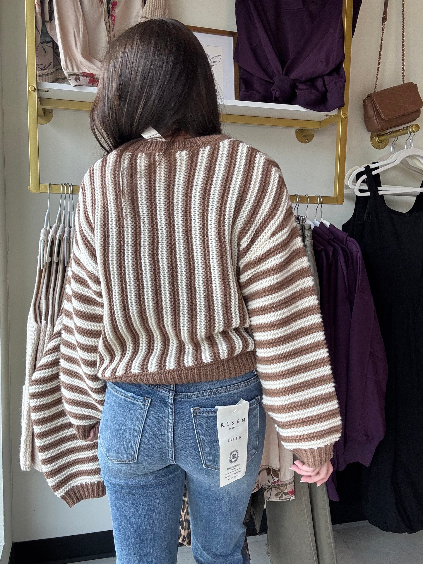 Mocha Vertical Stripe Sweater
