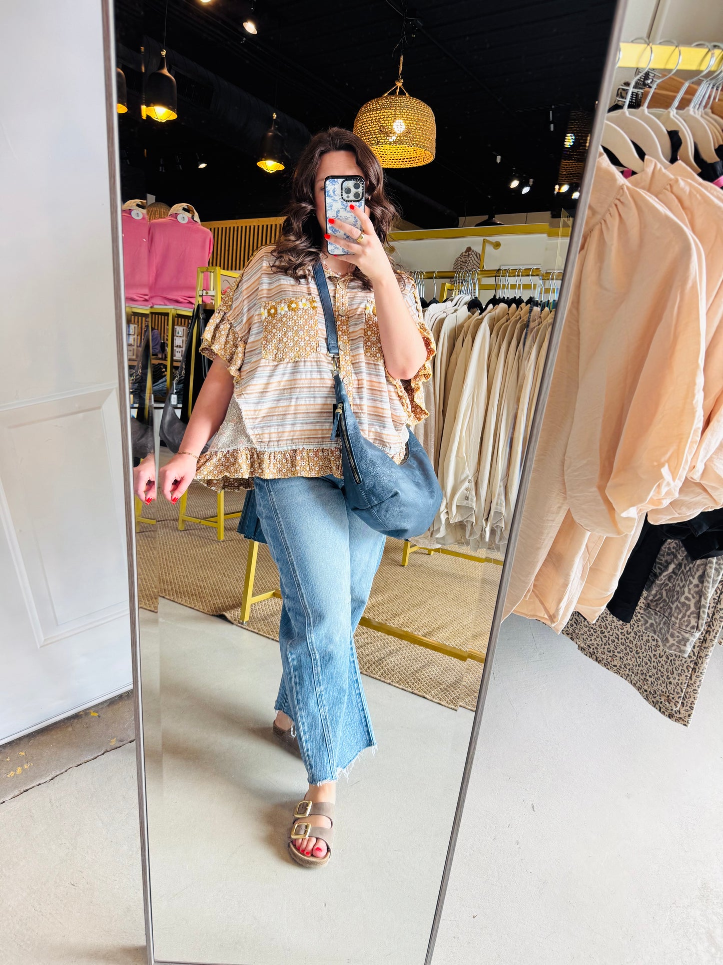 Mustard Mixed Patch Button Up