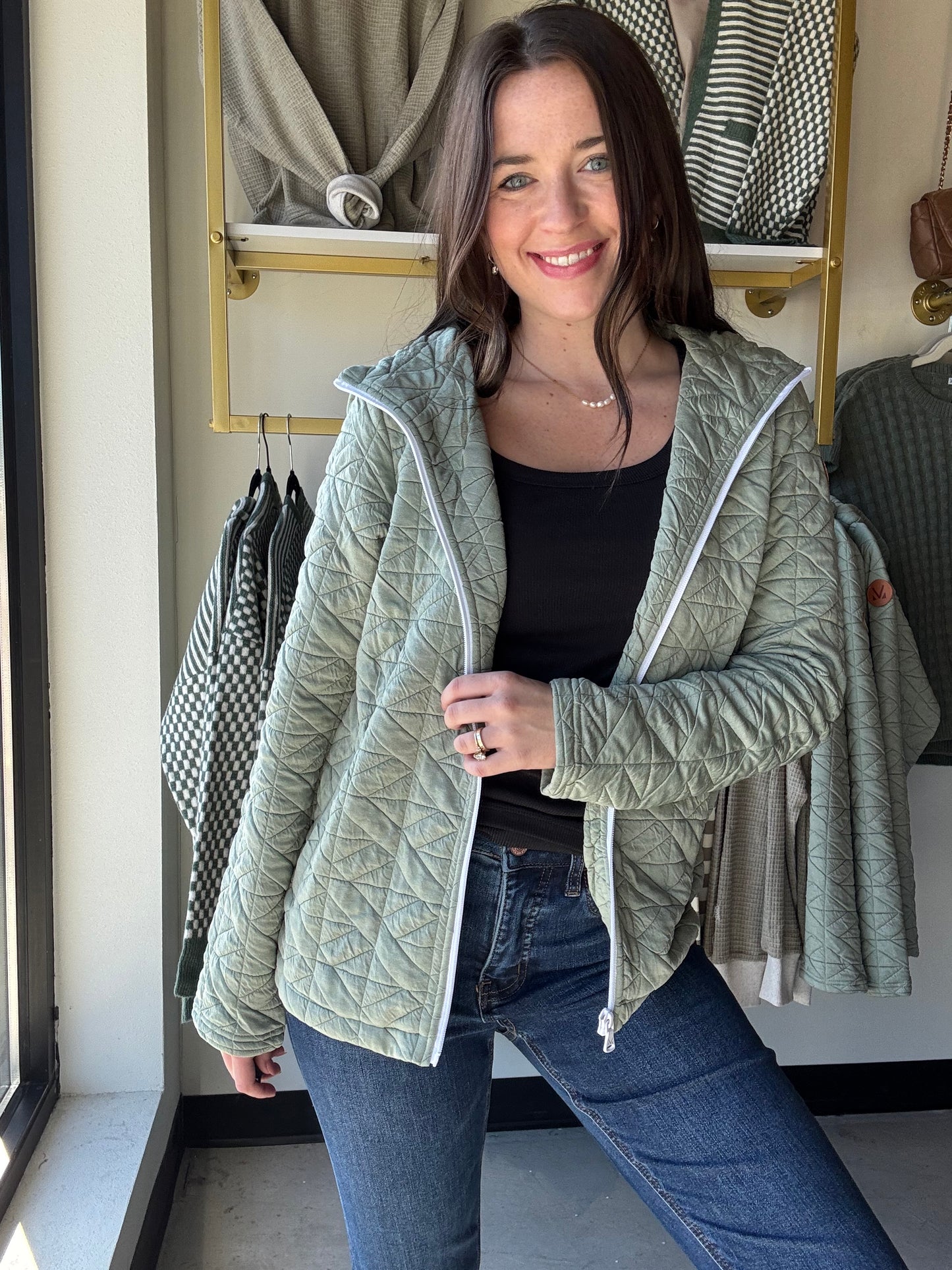 Sage Geometric Full Sleeve Hoodie