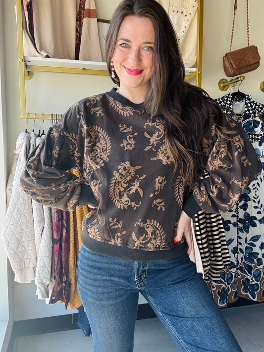 Paisley French Terry Pullover