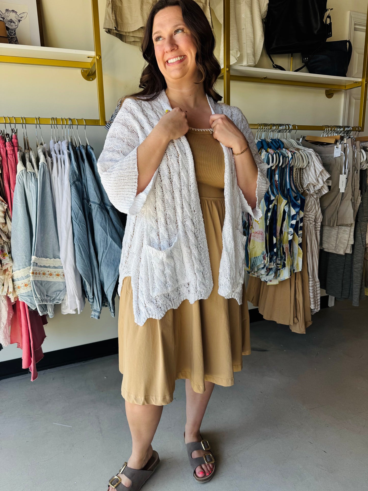 White Crochet Slouchy Cardigan
