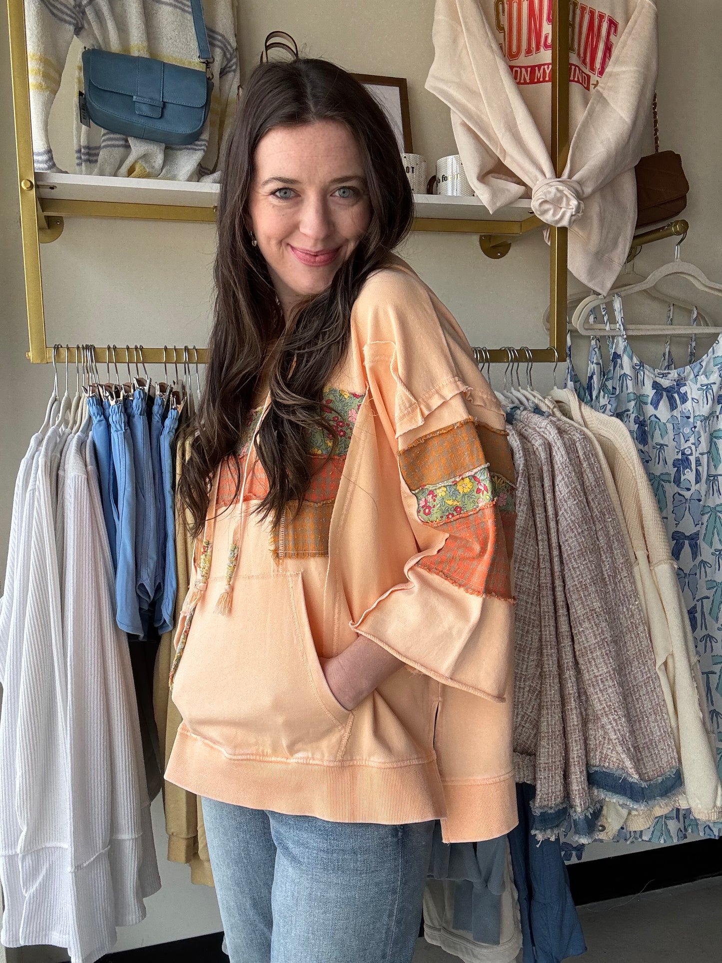 Cantaloupe Print 3/4 Sleeve Hoodie