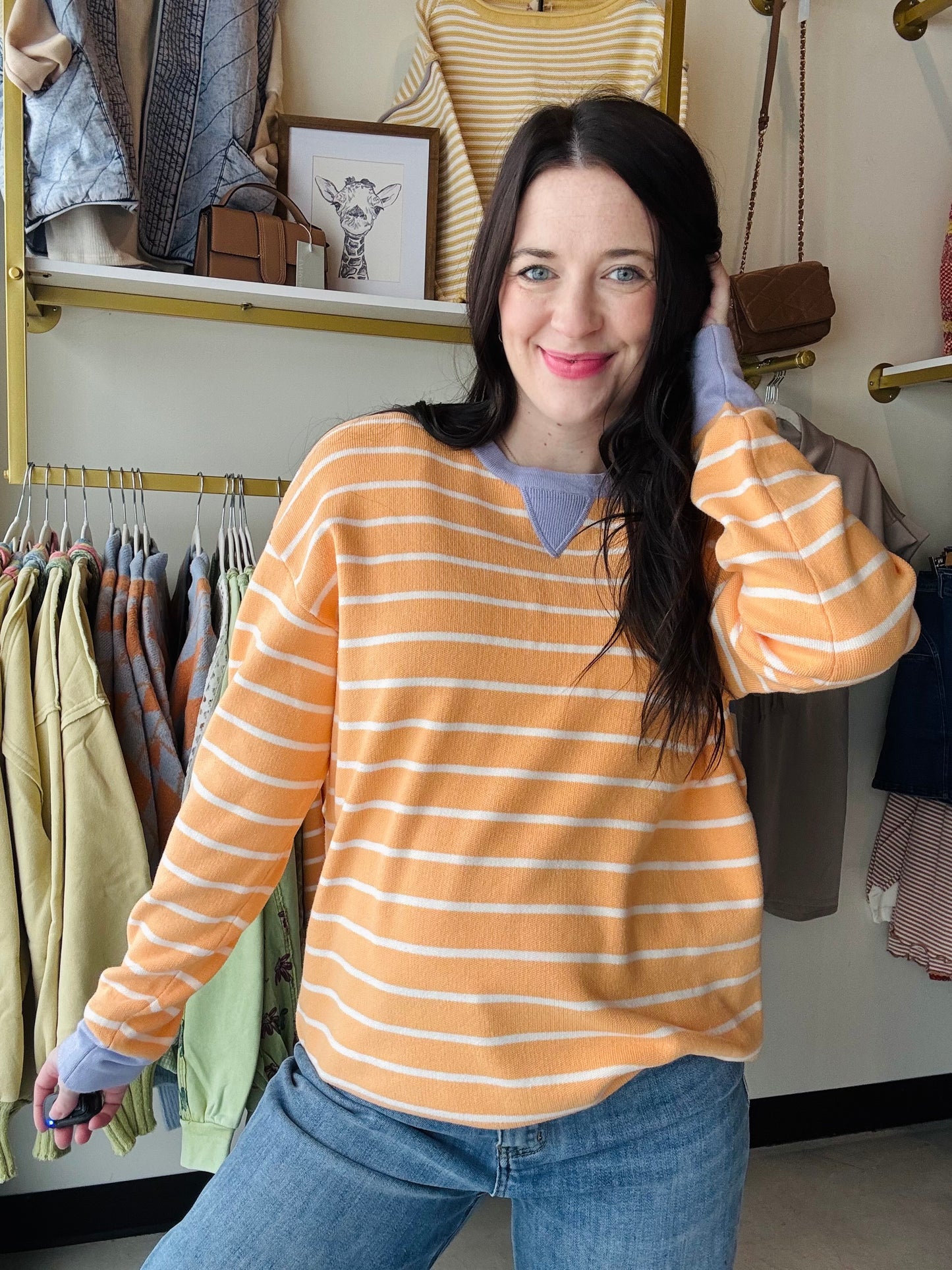 Butter Striped Piping Trim Sweater