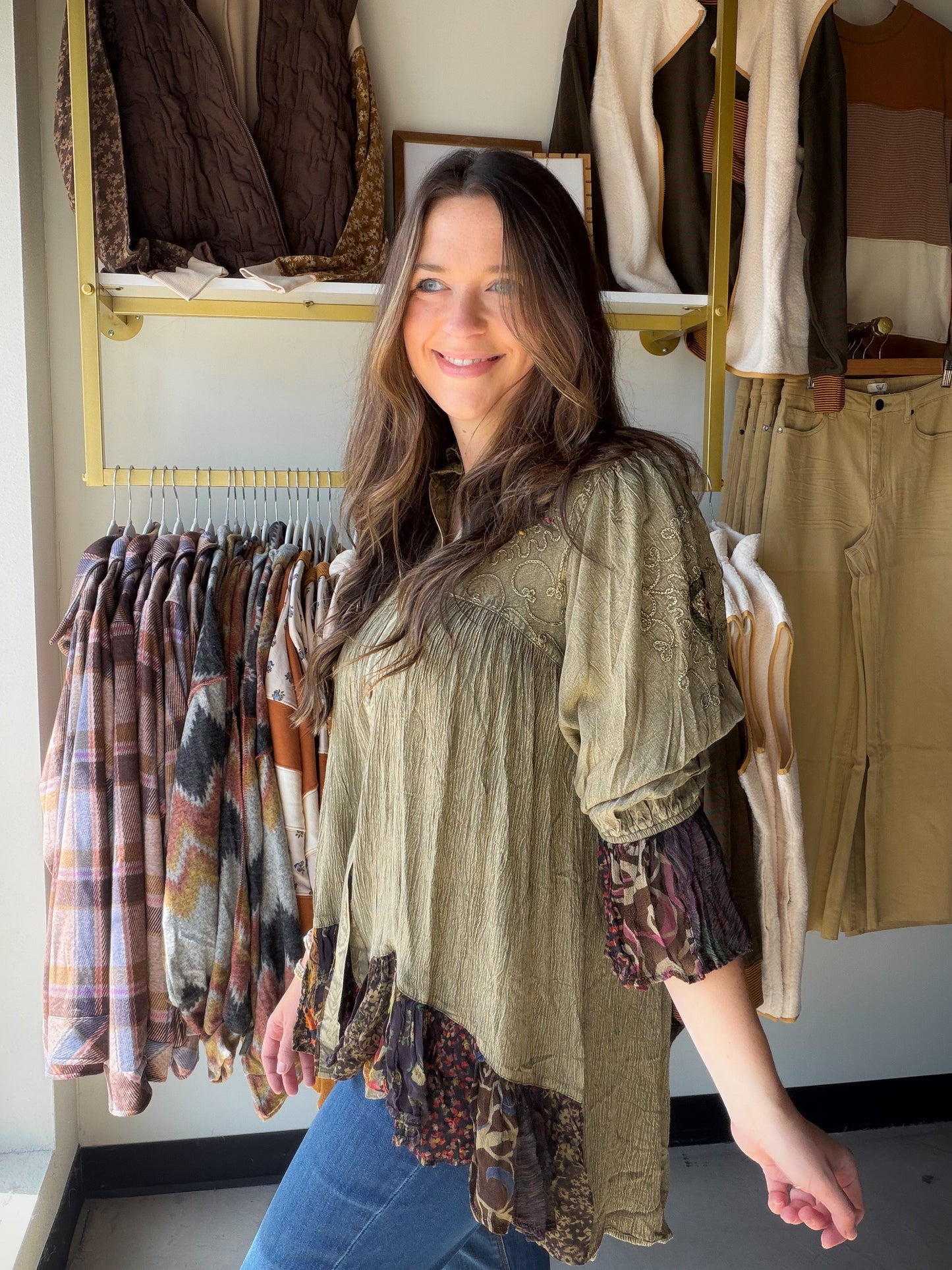 Vintage Bohemian Puffed Sleeve Top