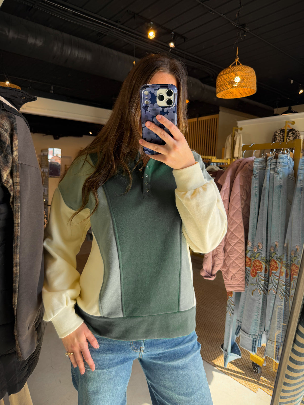 Hunter Collared Snap Sweatshirt