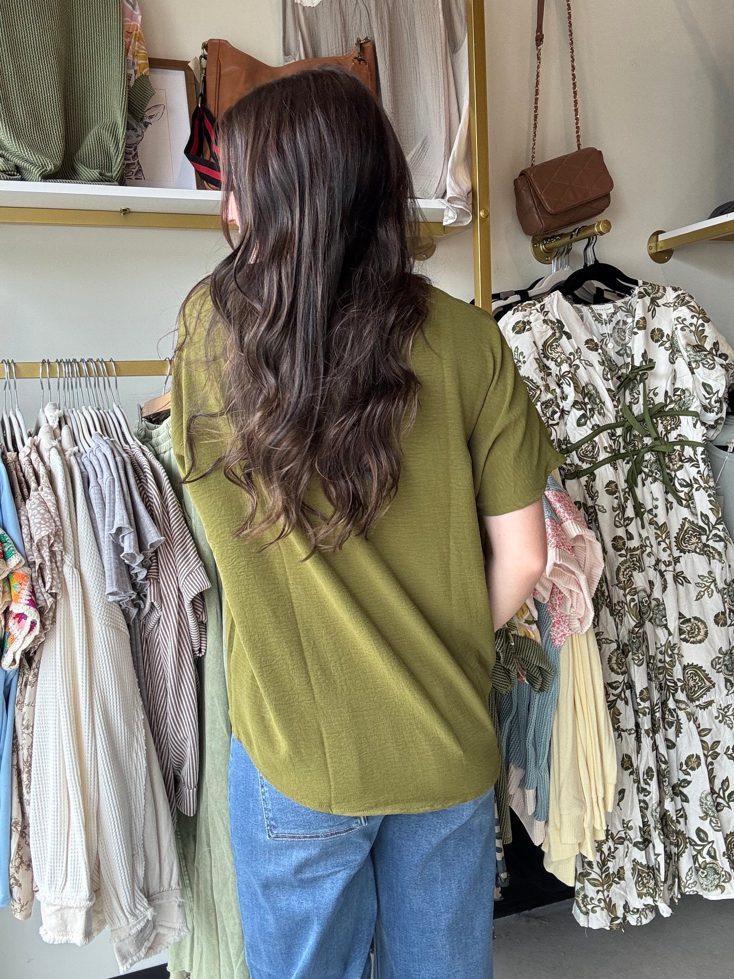 Olive Woven Short Sleeve