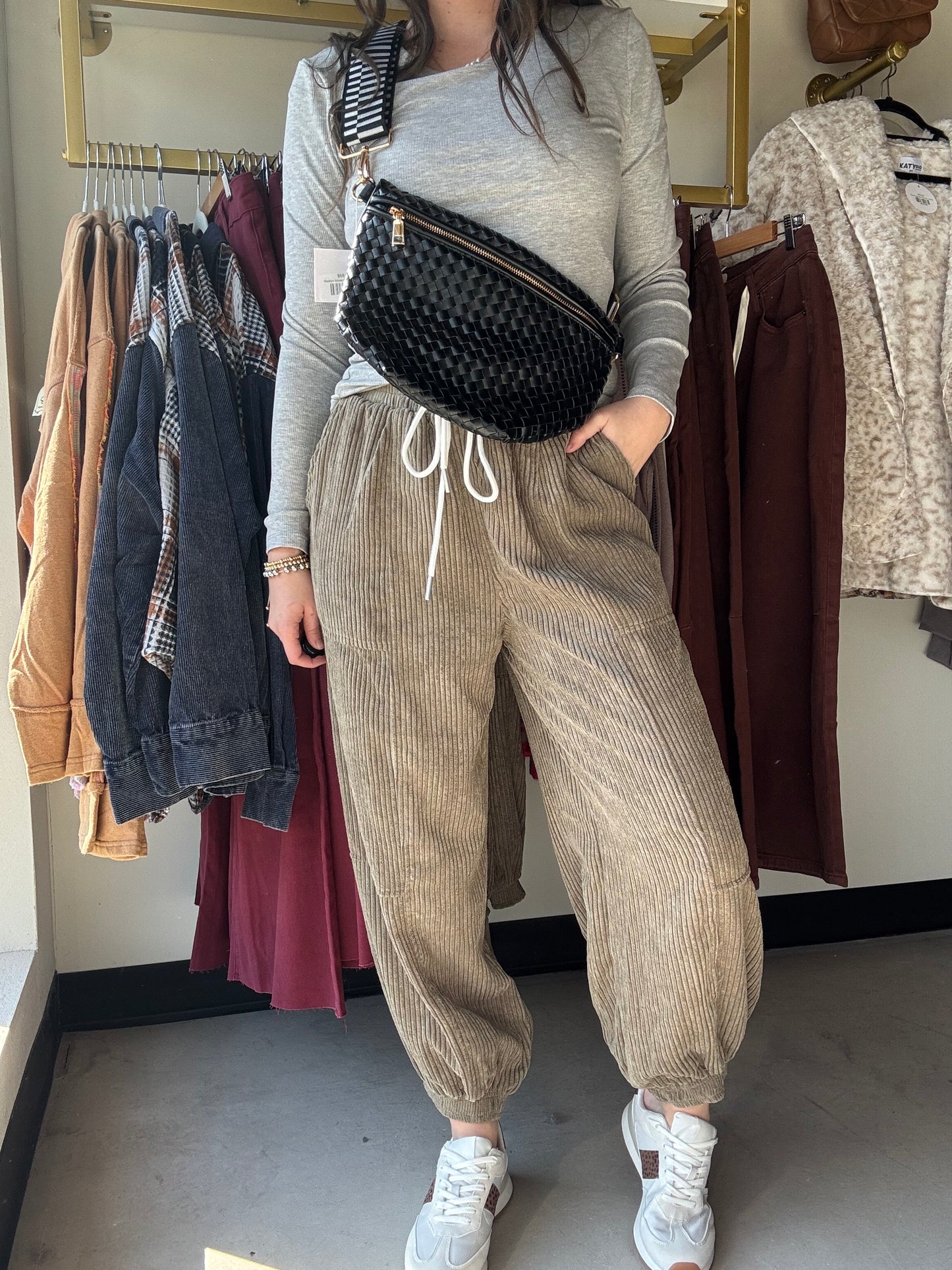 Olive Corduroy Joggers